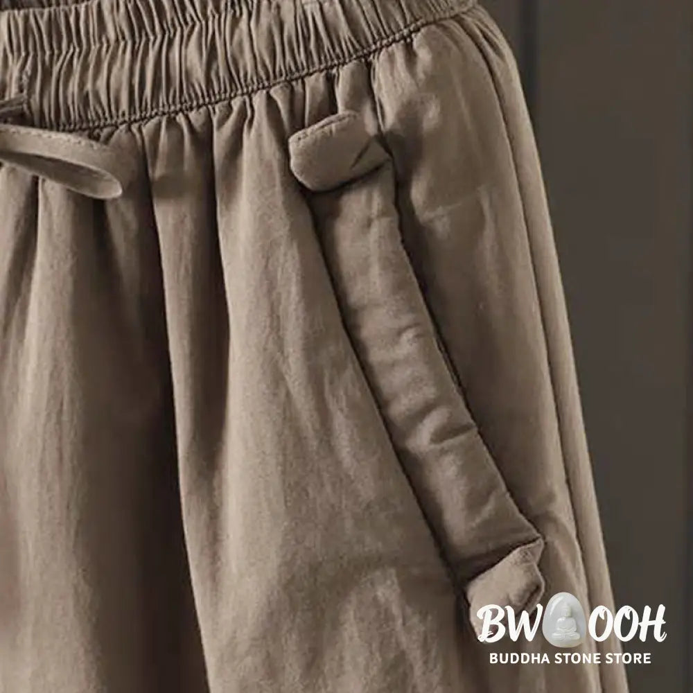 Buddha Stones Women’s Winter Drawstring Fleece-Lined Thermal Harem Pants With Pockets - Women’s Harem Pants