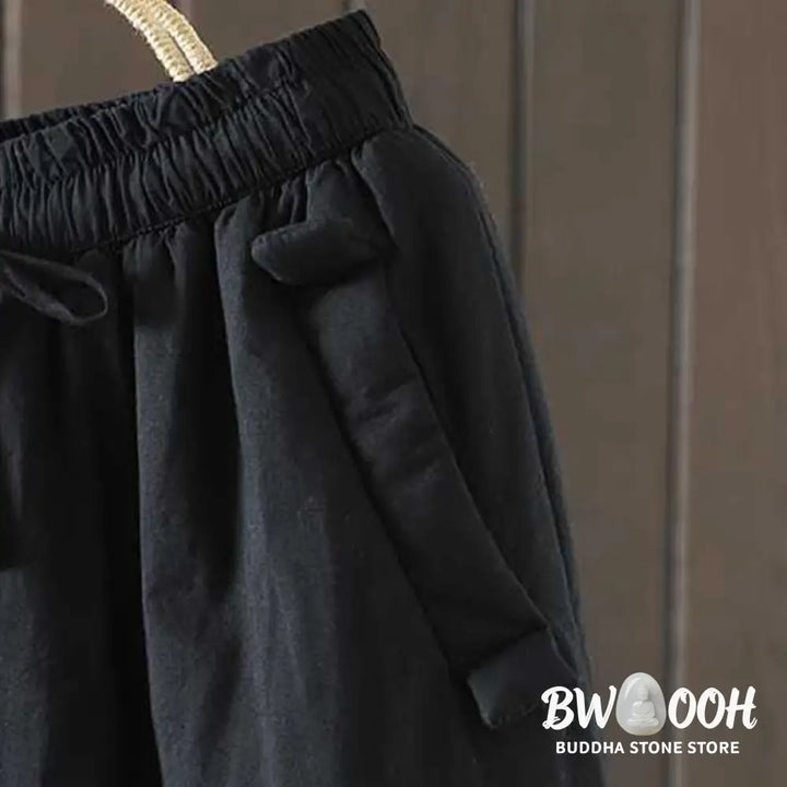 Buddha Stones Women’s Winter Drawstring Fleece-Lined Thermal Harem Pants With Pockets - Women’s Harem Pants