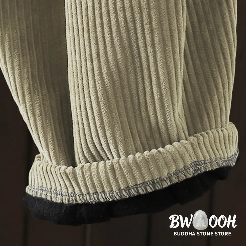 Buddha Stones Women’s Winter Plain Corduroy Cotton High Waist Fleece-Lined Harem Pants With Pockets - Women’s Harem