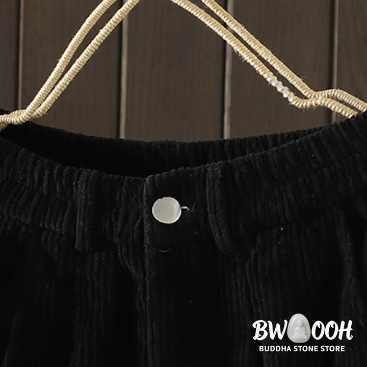 Buddha Stones Women’s Winter Plain Corduroy Cotton High Waist Fleece-Lined Harem Pants With Pockets - Women’s Harem