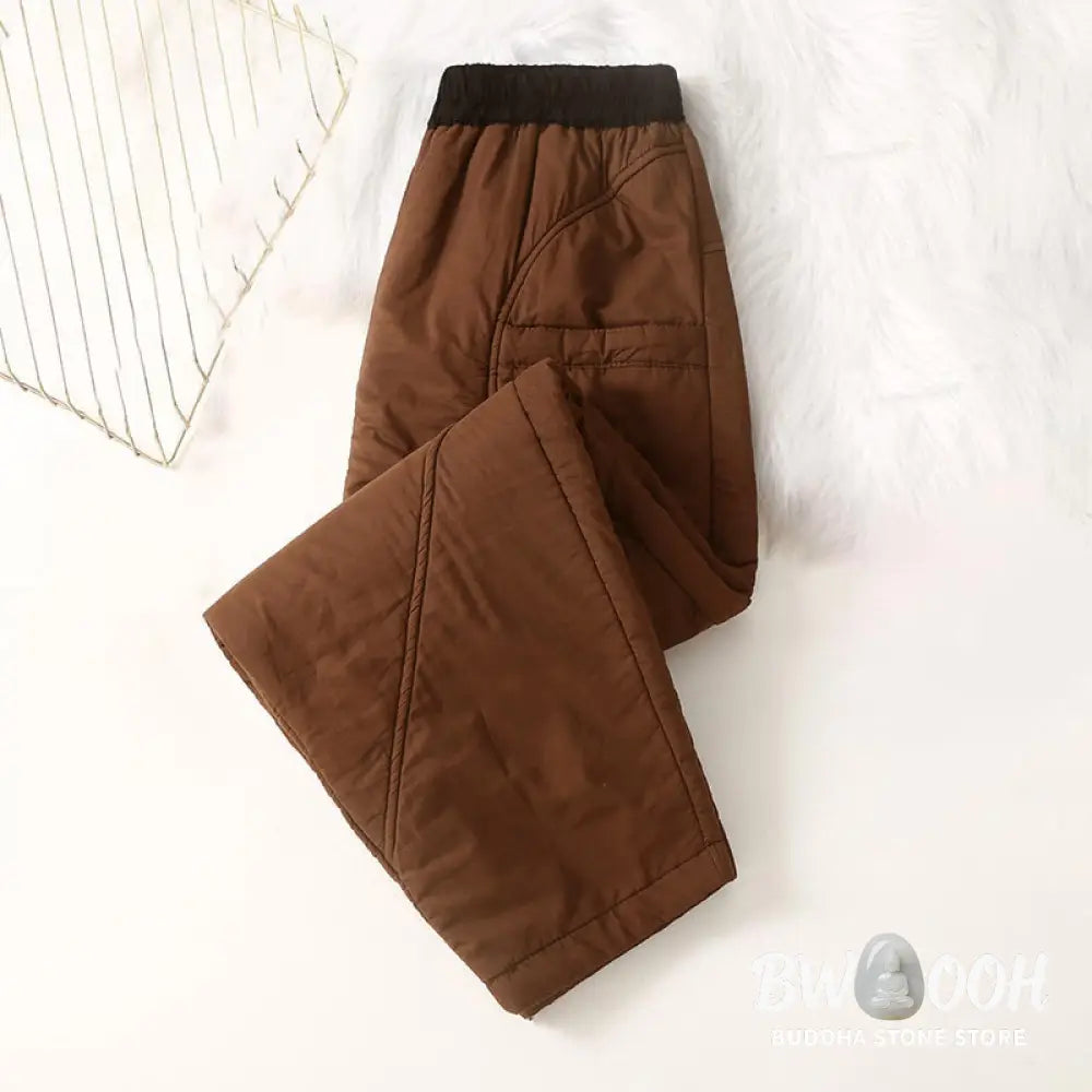 Buddha Stones Women’s Winter Plain Elastic Waist Design Thickened Harem Pants With Pockets - Women’s Harem Pants