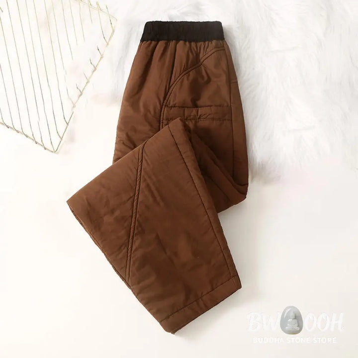 Buddha Stones Women’s Winter Plain Elastic Waist Design Thickened Harem Pants With Pockets - Women’s Harem Pants