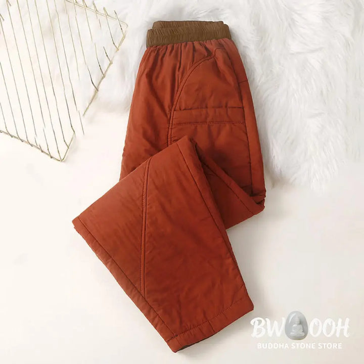Buddha Stones Women’s Winter Plain Elastic Waist Design Thickened Harem Pants With Pockets - Women’s Harem Pants