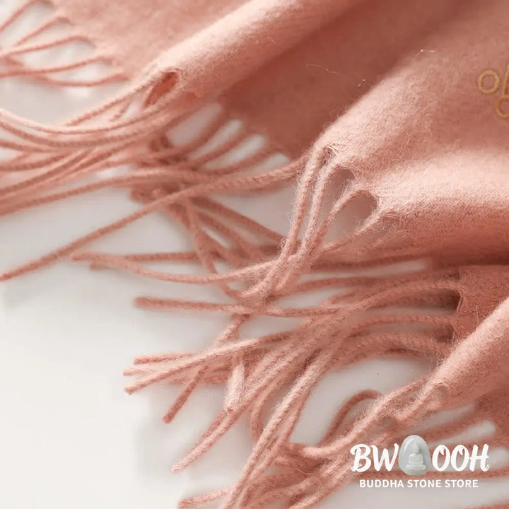 Buddha Stones Wool Shawl Red Flower Leaves Embroidery Tassel Winter Cozy Travel Scarf Wrap - Shawl