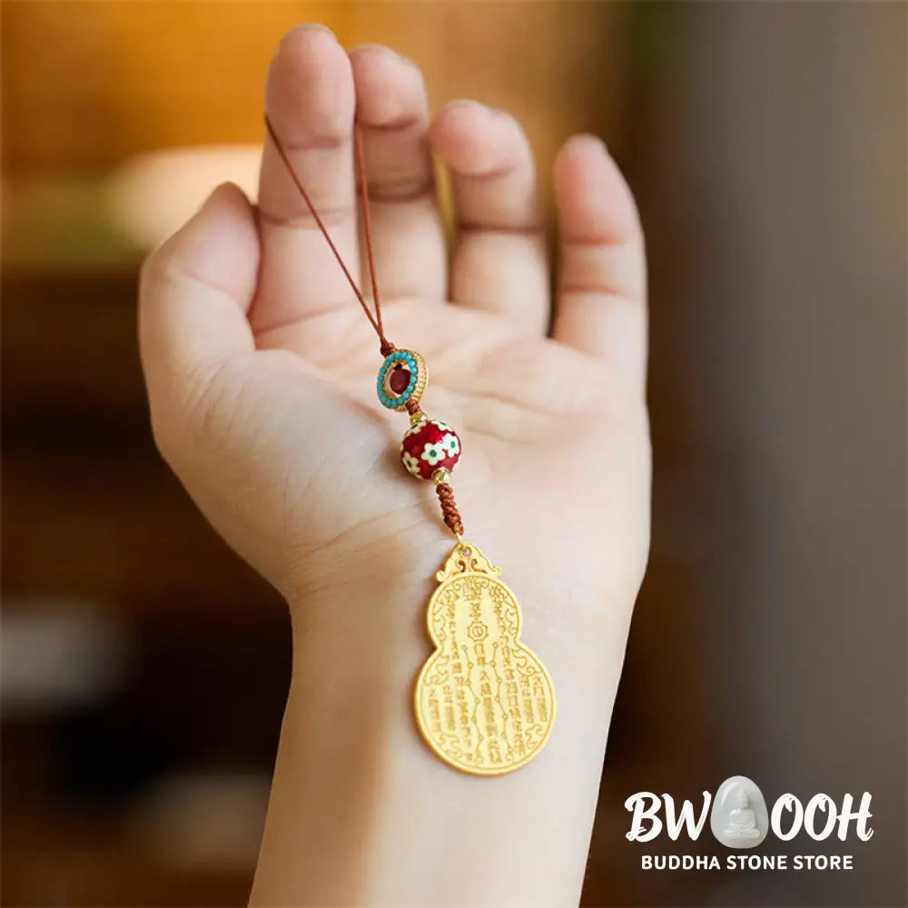 Buddha Stones Wu Lou Gourd Fu Character Tai Sui Amulet Fortune Phone Hanging Decoration Key Chain - Hanging Decoration