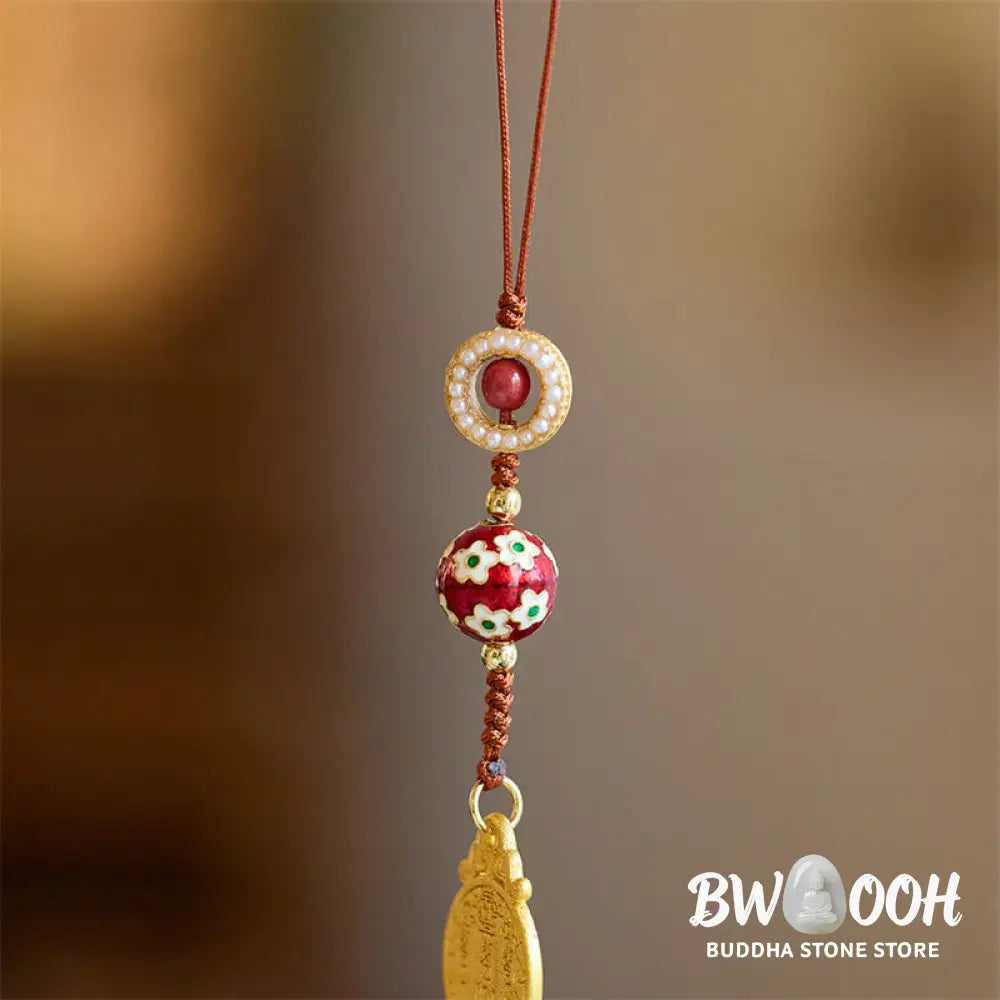 Buddha Stones Wu Lou Gourd Fu Character Tai Sui Amulet Fortune Phone Hanging Decoration Key Chain - Hanging Decoration