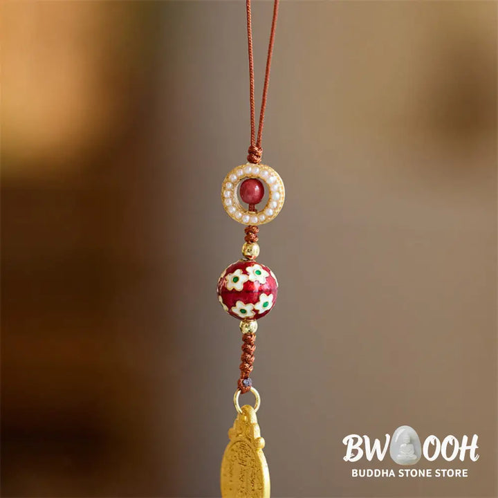 Buddha Stones Wu Lou Gourd Fu Character Tai Sui Amulet Fortune Phone Hanging Decoration Key Chain - Hanging Decoration