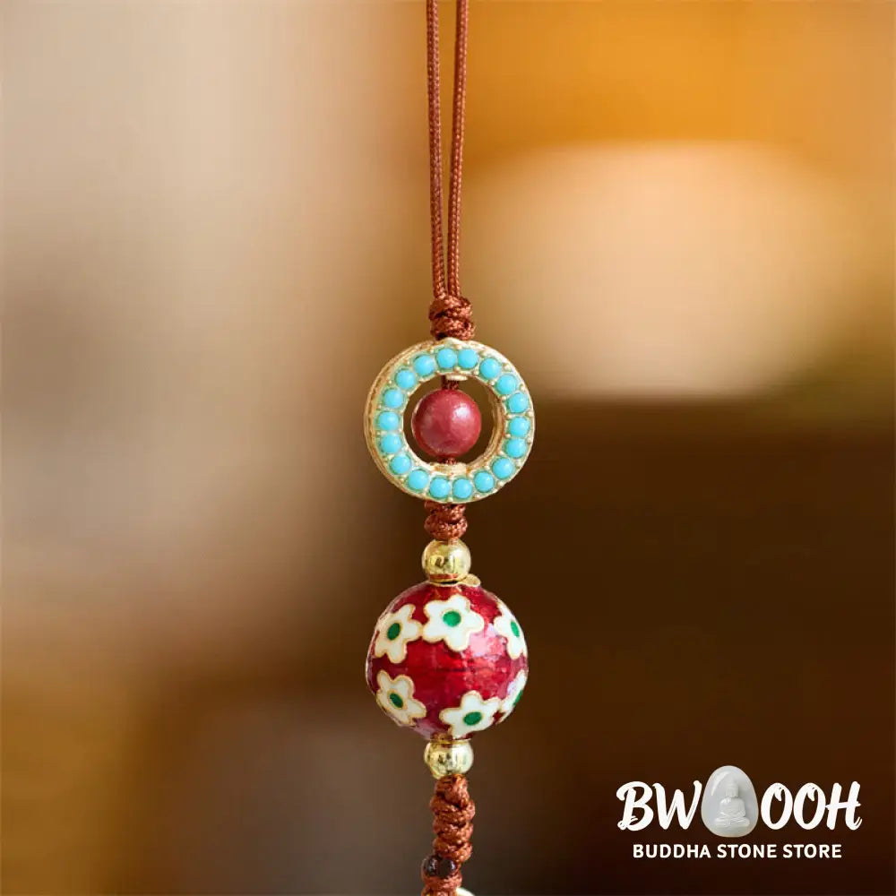 Buddha Stones Wu Lou Gourd Fu Character Tai Sui Amulet Fortune Phone Hanging Decoration Key Chain - Hanging Decoration