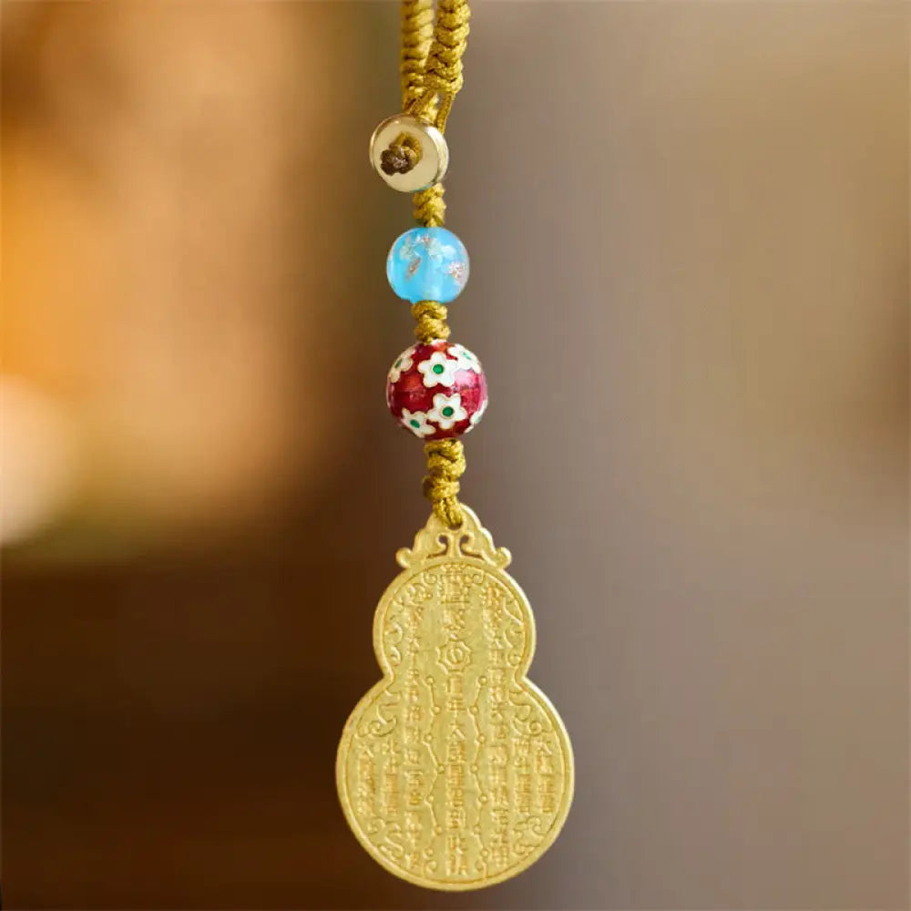 Buddha Stones Wu Lou Gourd Fu Character Tai Sui Amulet Fortune Phone Hanging Decoration Key Chain - Gourd Fu Character
