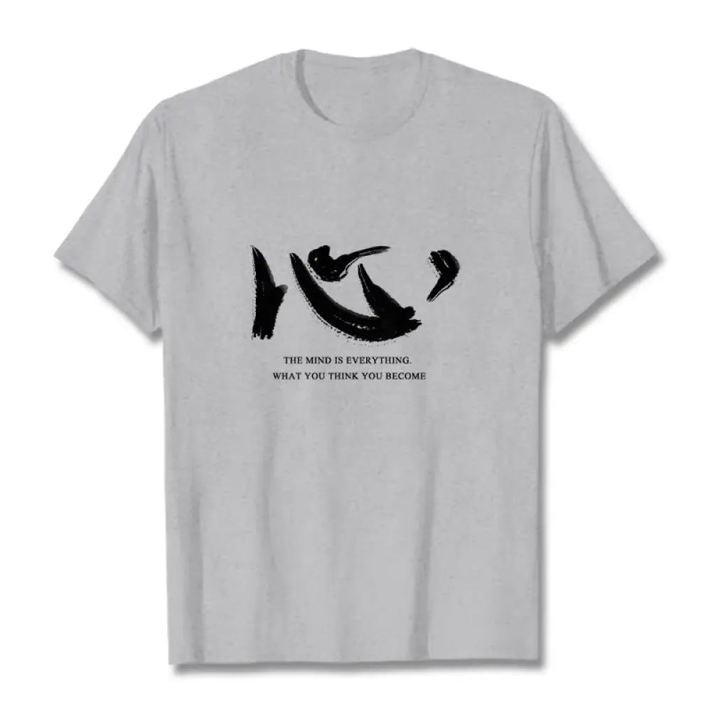 Buddha Stones Xin The Mind Is Everything Tee T-shirt - Light Grey / S - T-Shirts
