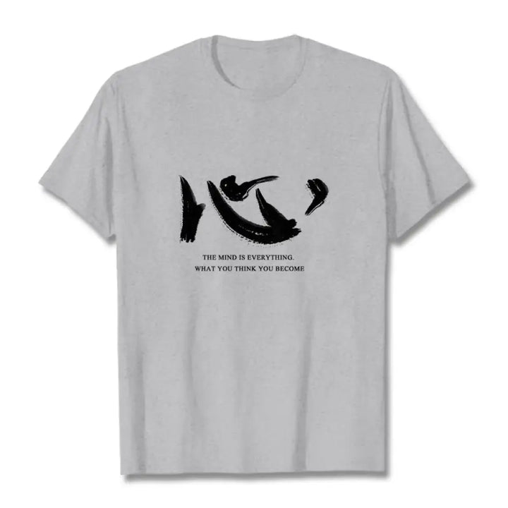 Buddha Stones Xin The Mind Is Everything Tee T-shirt - Light Grey / S - T-Shirts