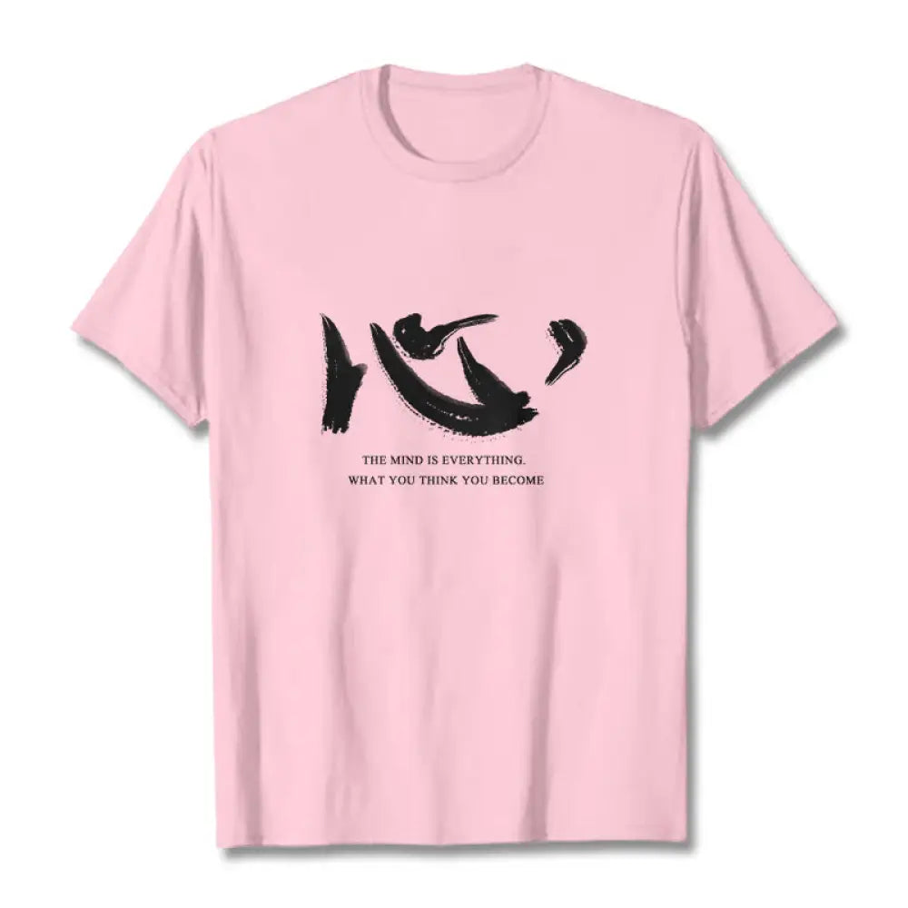 Buddha Stones Xin The Mind Is Everything Tee T-shirt - Light Pink / S - T-Shirts