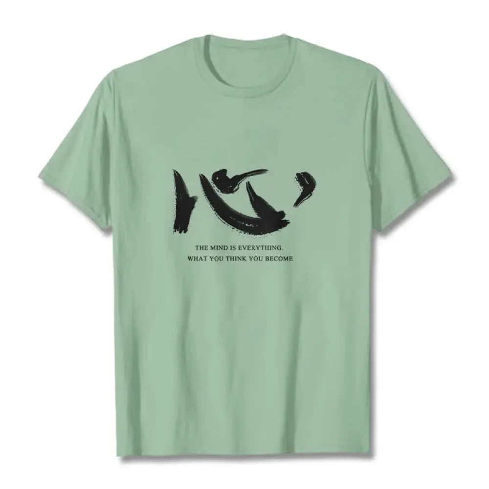 Buddha Stones Xin The Mind Is Everything Tee T-shirt - Pale Green / S - T-Shirts
