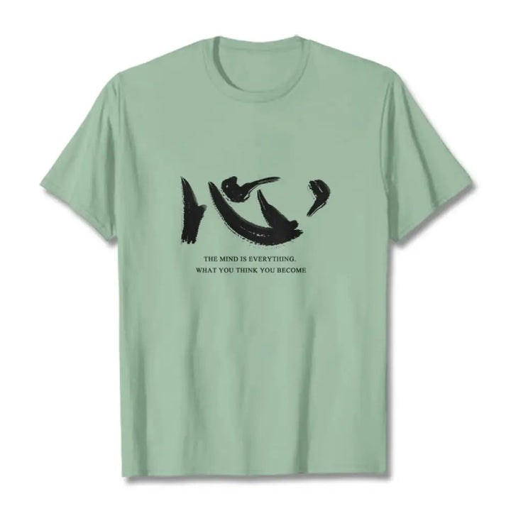 Buddha Stones Xin The Mind Is Everything Tee T-shirt - Pale Green / S - T-Shirts