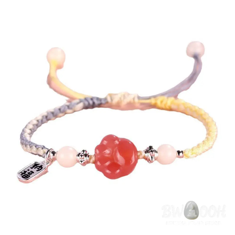 Buddha Stones Yanyuan Agate Cat Claw Paw White Bodhi Seed Fu Character Positive Braided Rope Bracelet - BWOOOH