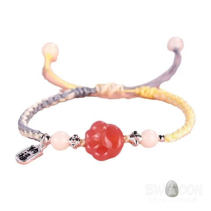 Buddha Stones Yanyuan Agate Cat Claw Paw White Bodhi Seed Fu Character Positive Braided Rope Bracelet - BWOOOH