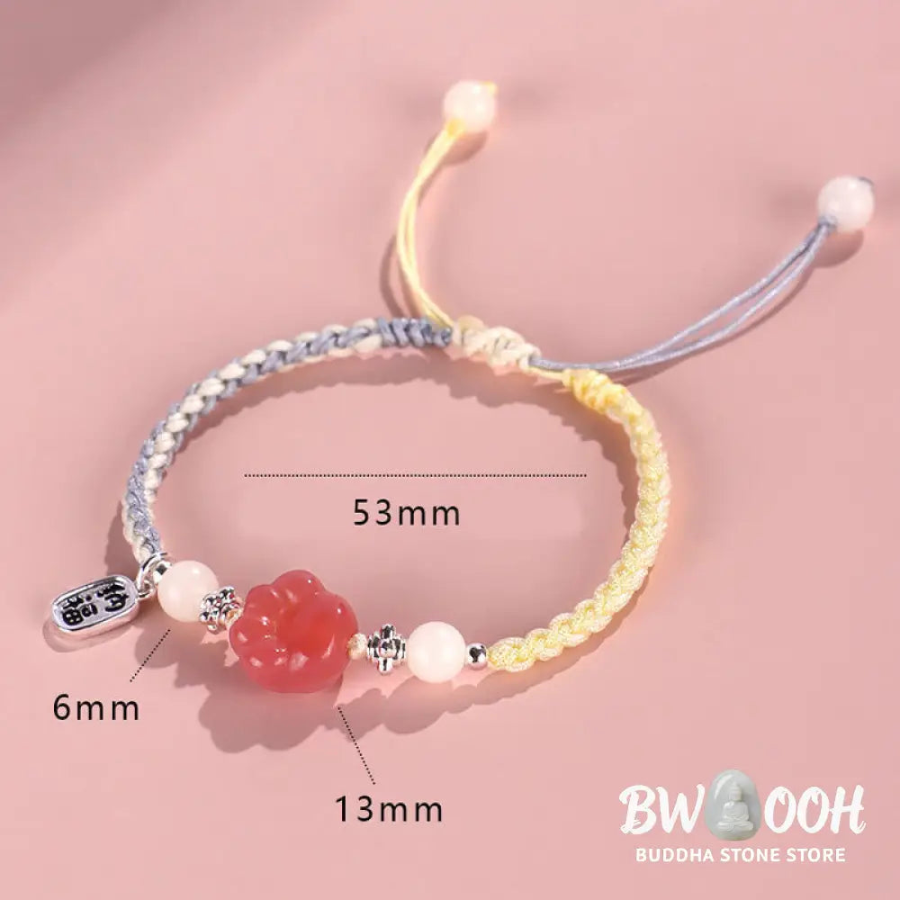 Buddha Stones Yanyuan Agate Cat Claw Paw White Bodhi Seed Fu Character Positive Braided Rope Bracelet - BWOOOH