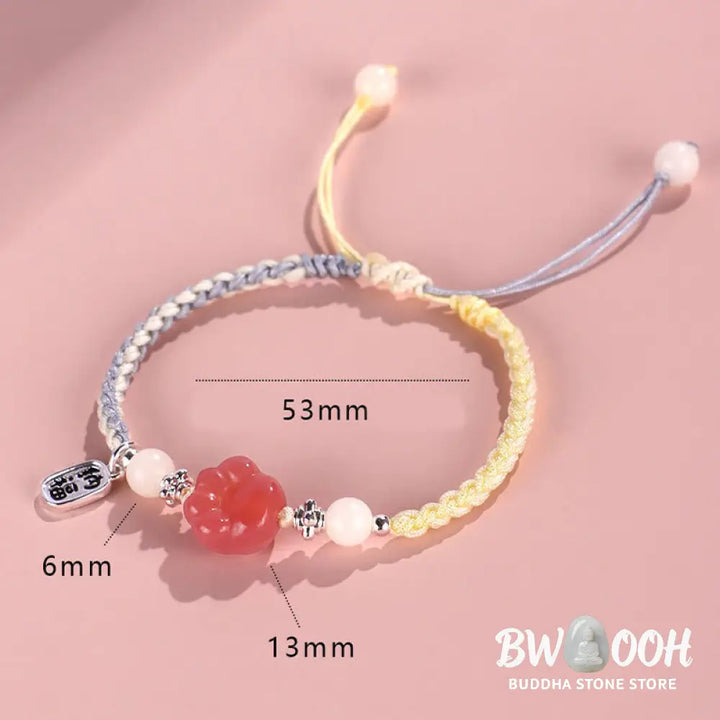 Buddha Stones Yanyuan Agate Cat Claw Paw White Bodhi Seed Fu Character Positive Braided Rope Bracelet - BWOOOH