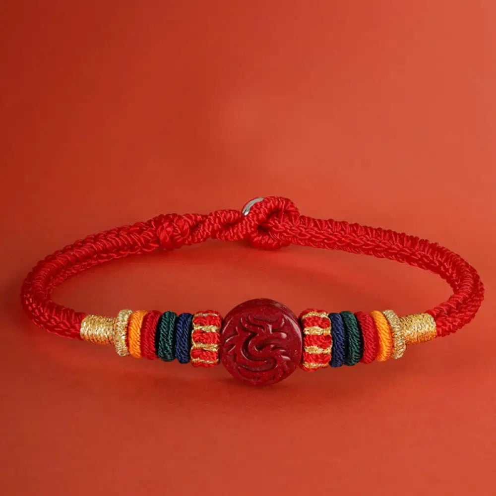 BWOOOH Year of the Dragon 925 Sterling Silver Chinese Zodiac Cinnabar Auspicious Matches Blessing Bracelet