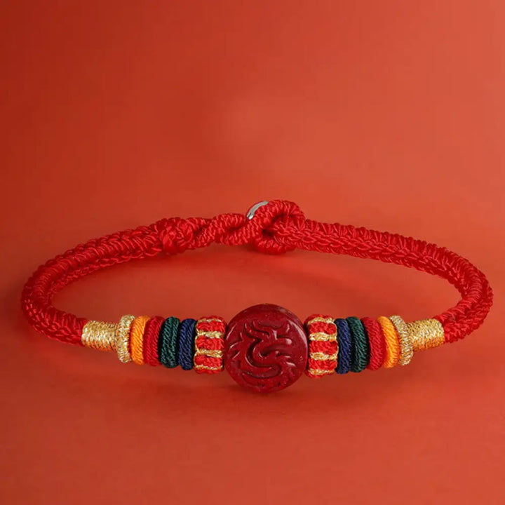 BWOOOH Year of the Dragon 925 Sterling Silver Chinese Zodiac Cinnabar Auspicious Matches Blessing Bracelet