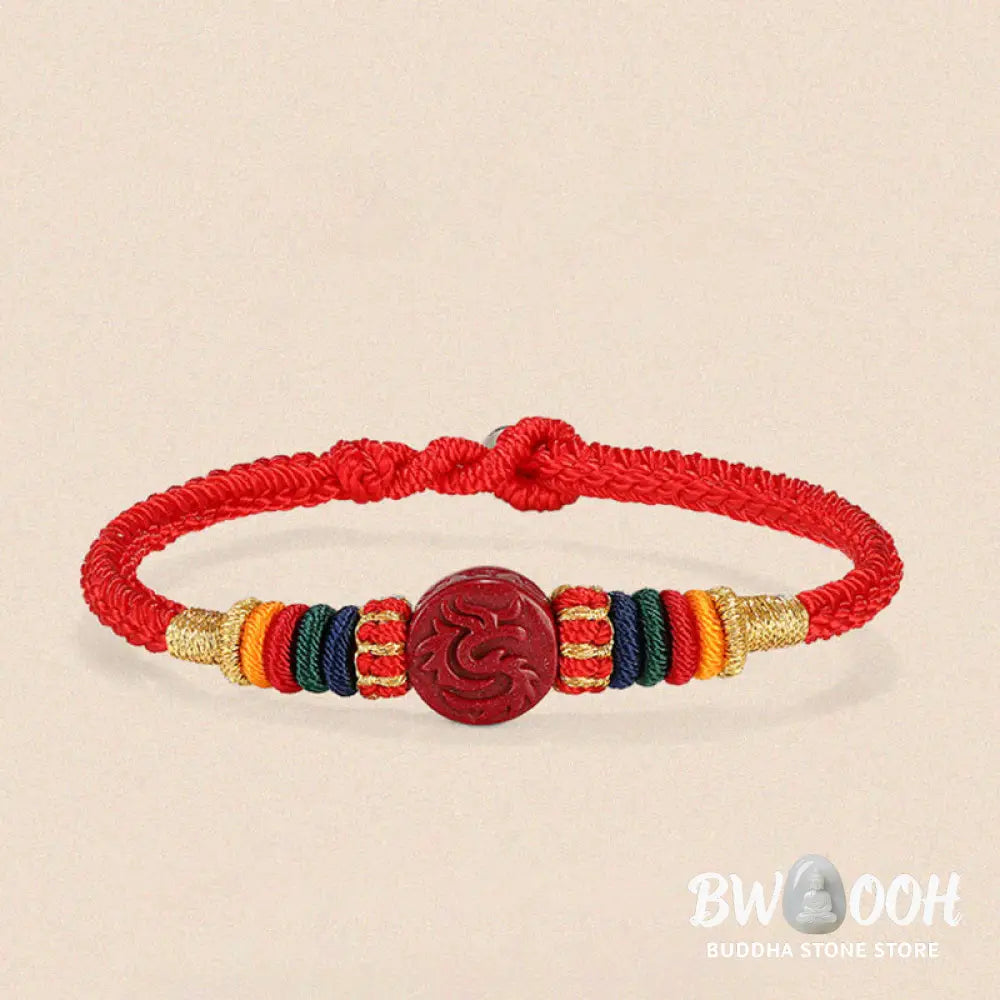 Buddha Stones Year of the Dragon 925 Sterling Silver Chinese Zodiac Cinnabar Auspicious Matches Blessing Bracelet