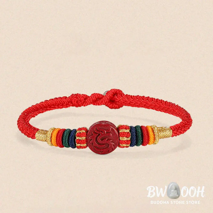 Buddha Stones Year of the Dragon 925 Sterling Silver Chinese Zodiac Cinnabar Auspicious Matches Blessing Bracelet