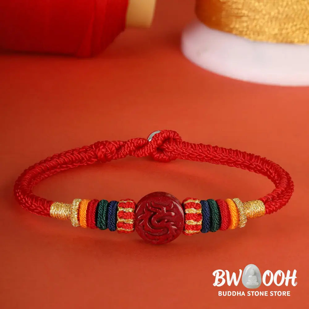 Buddha Stones Year of the Dragon 925 Sterling Silver Chinese Zodiac Cinnabar Auspicious Matches Blessing Bracelet