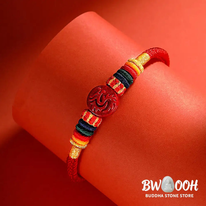 Buddha Stones Year of the Dragon 925 Sterling Silver Chinese Zodiac Cinnabar Auspicious Matches Blessing Bracelet