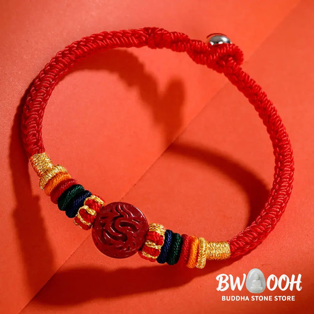 Buddha Stones Year of the Dragon 925 Sterling Silver Chinese Zodiac Cinnabar Auspicious Matches Blessing Bracelet