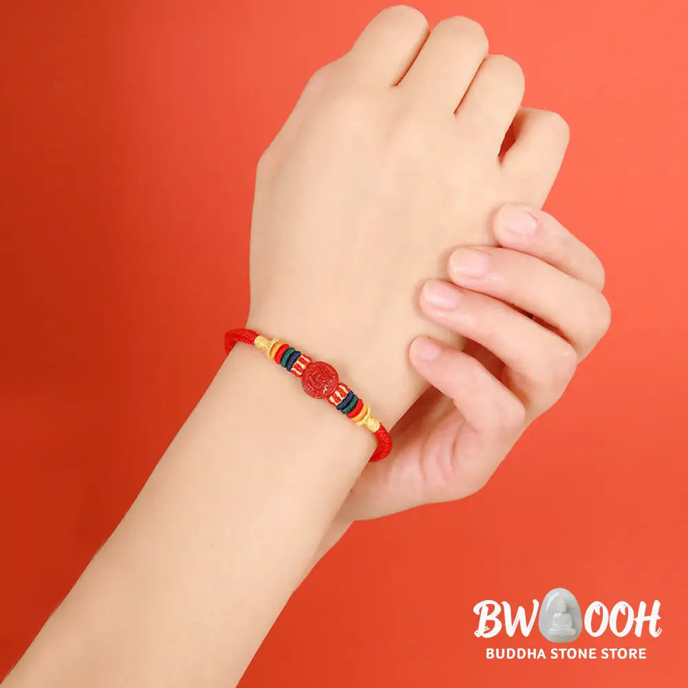 Buddha Stones Year of the Dragon 925 Sterling Silver Chinese Zodiac Cinnabar Auspicious Matches Blessing Bracelet
