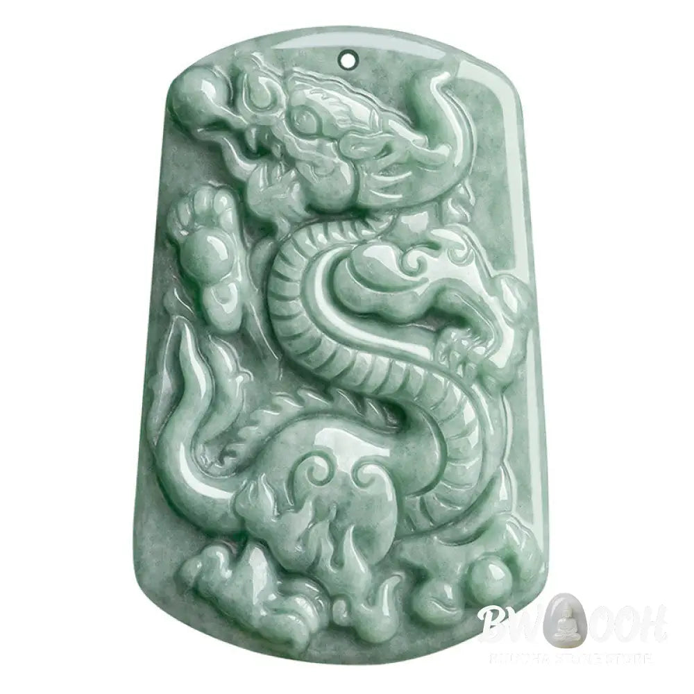 Buddha Stones Year of the Dragon Chinese Zodiac Dragon Jade Success Amulet Necklace Pendant - BWOOOH