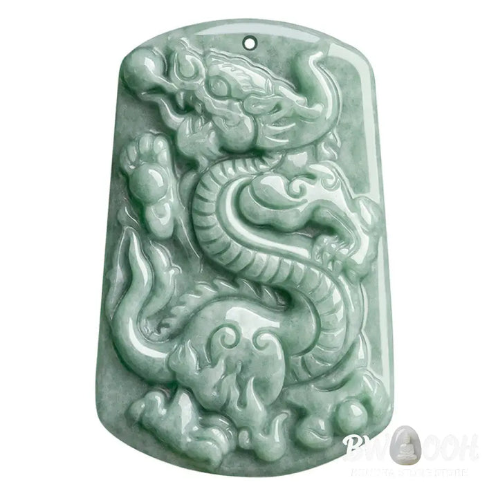 Buddha Stones Year of the Dragon Chinese Zodiac Dragon Jade Success Amulet Necklace Pendant - BWOOOH