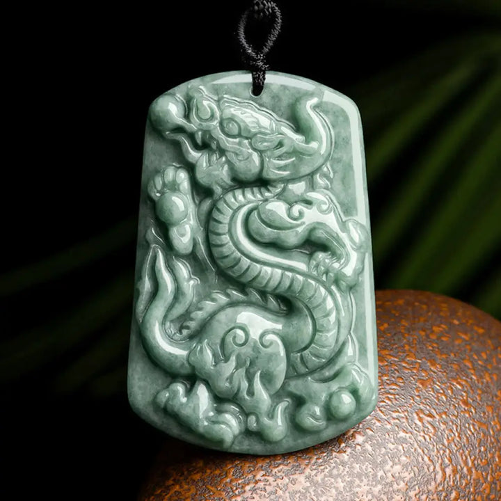 BWOOOH year of the dragon Chinese zodiac jade success amulet necklace pendant natural stone feng shui jewelry