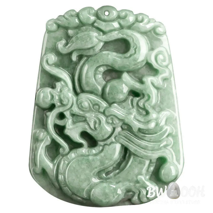 Buddha Stones Year Of The Dragon Chinese Zodiac Dragon Soaring Jade Protection Bead Chain Necklace Pendant - BWOOOH