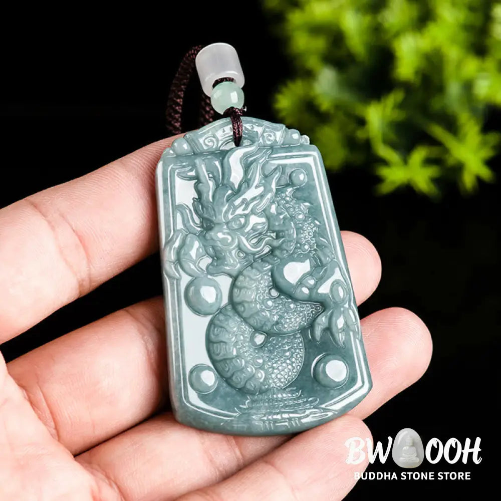 Buddha Stones Year Of The Dragon Chinese Zodiac Dragon Travels The World Jade Strength Necklace Pendant - BWOOOH