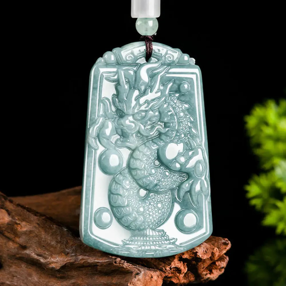 BWOOOH Year of the Dragon Chinese zodiac dragon travels the world jade strength necklace pendant