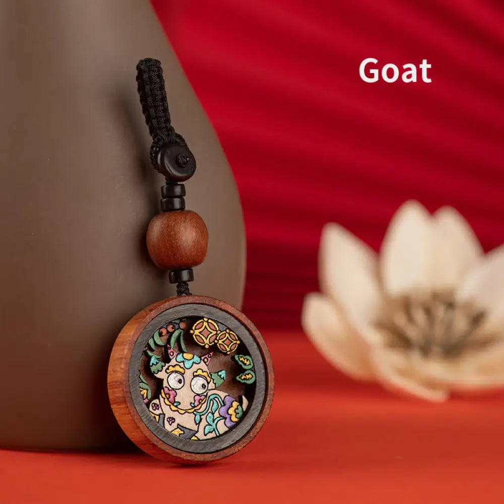 Buddha Stones Year Of The Dragon Hand Painted Chinese Zodiac Rosewood Carved Calm Key Chain (Extra 35% Off | USE CODE: