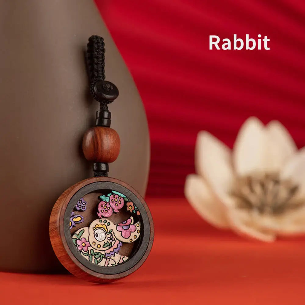 Buddha Stones Year Of The Dragon Hand Painted Chinese Zodiac Rosewood Carved Calm Key Chain (Extra 35% Off | USE CODE: