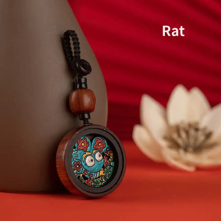 Buddha Stones Year Of The Dragon Hand Painted Chinese Zodiac Rosewood Carved Calm Key Chain (Extra 35% Off | USE CODE: