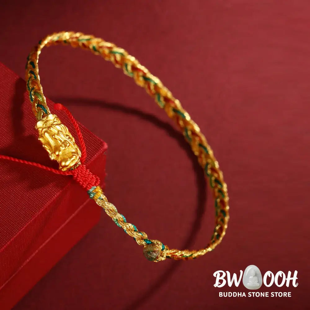 Buddha Stones Year of the Dragon Handmade Colorful Dragon Carved Success Braided Bracelet - Bracelet