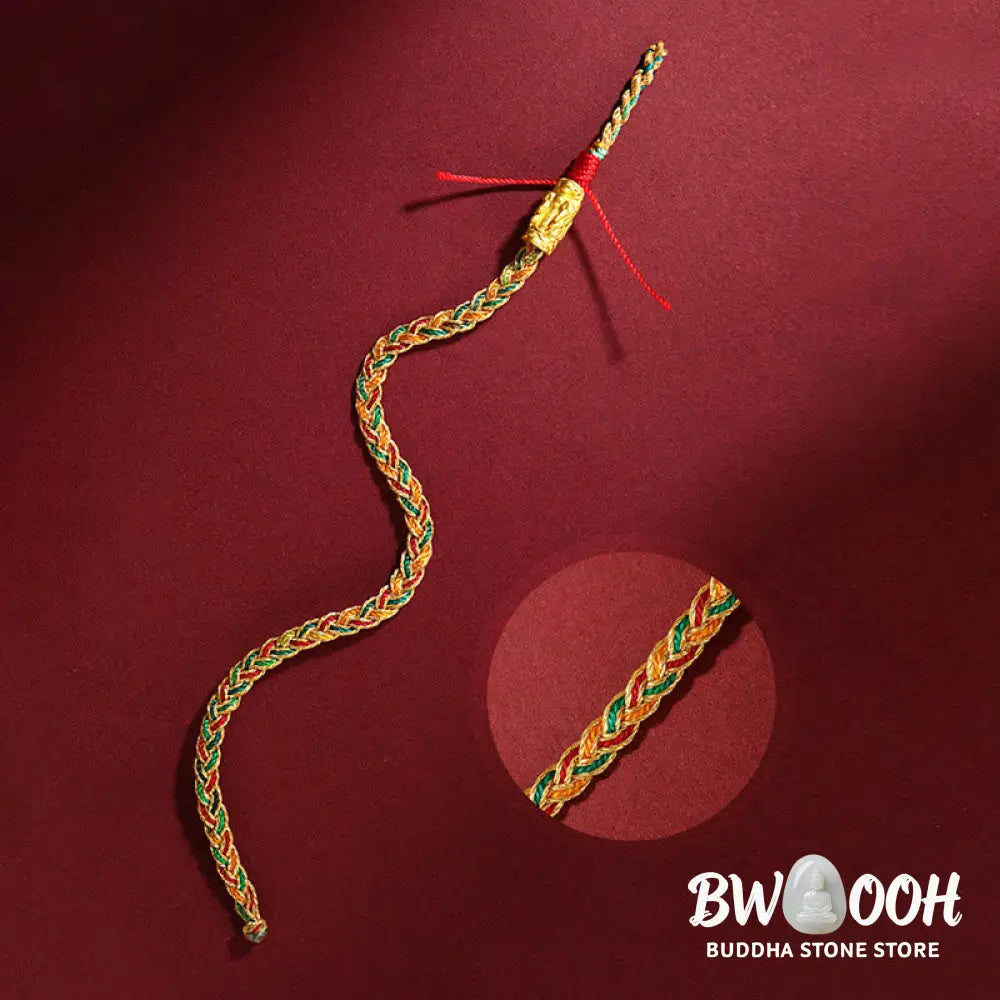 Buddha Stones Year of the Dragon Handmade Colorful Dragon Carved Success Braided Bracelet - Bracelet
