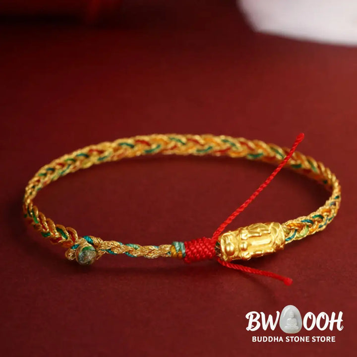 Buddha Stones Year of the Dragon Handmade Colorful Dragon Carved Success Braided Bracelet - Bracelet