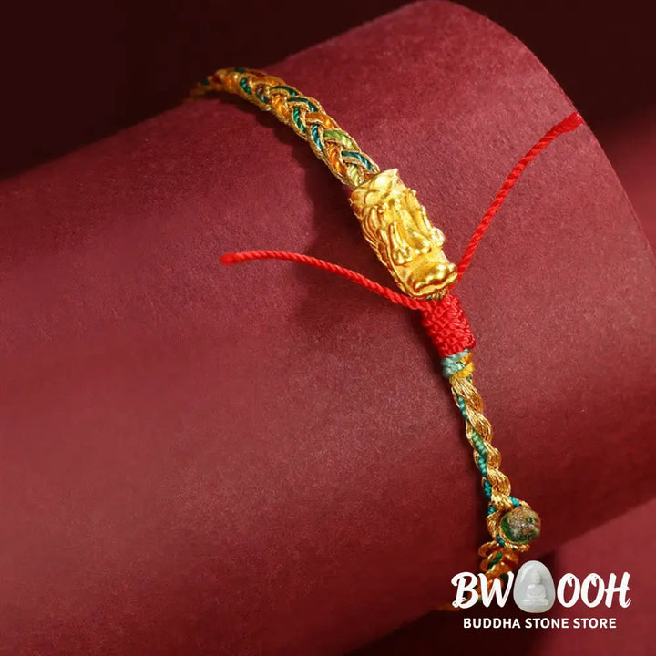 Buddha Stones Year of the Dragon Handmade Colorful Dragon Carved Success Braided Bracelet (Extra 35% Off | USE CODE: