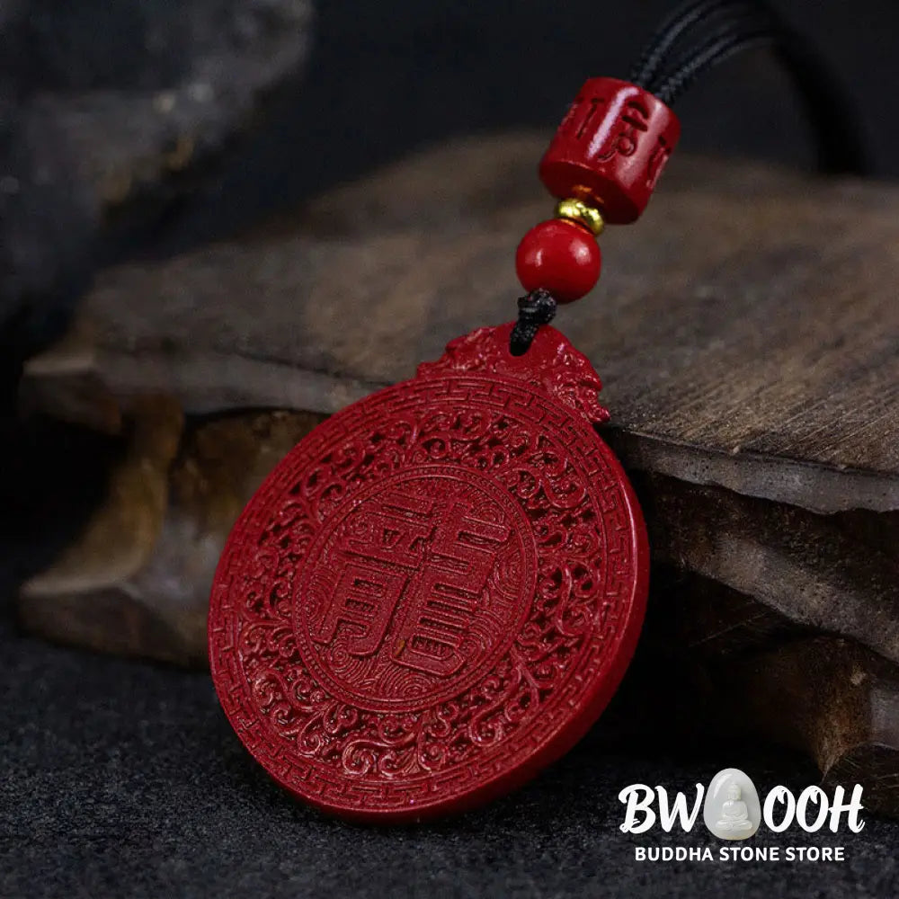BWOOOH Year of the Dragon Natural Cinnabar Dragon Protection Necklace Pendant. Unisex design with 6mm cinnabar beads, a 34.7x39.5x8.1mm dragon pendant, and an adjustable 45-65cm length. Symbolizes luck, strength, and spiritual protection for 2024 Dragon zodiac years. - View 4