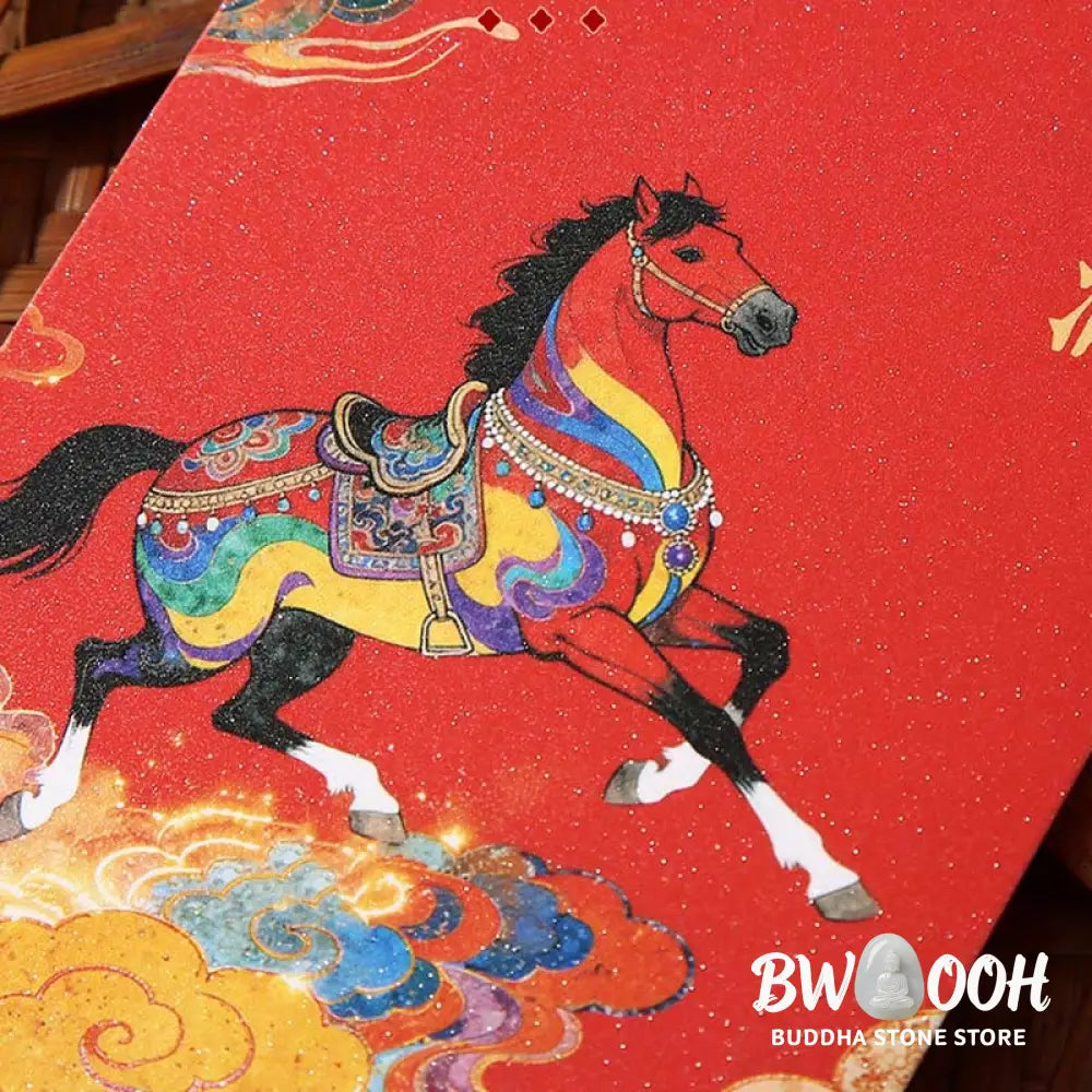 Buddha Stones Year Of The Horse 2026 New Year Blessings 6pcs Chinese Red Envelope - Red Envelope