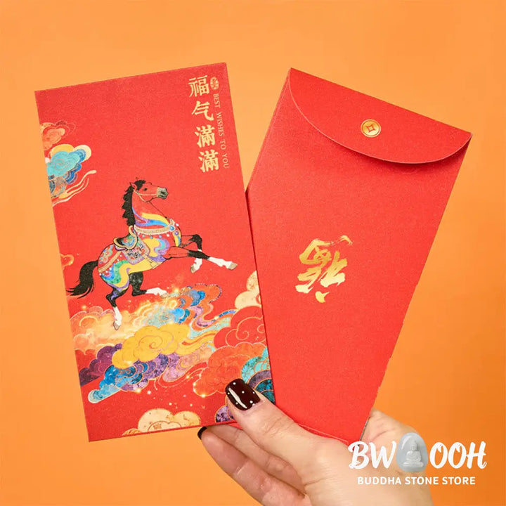 Buddha Stones Year Of The Horse 2026 New Year Blessings 6pcs Chinese Red Envelope - Red Envelope