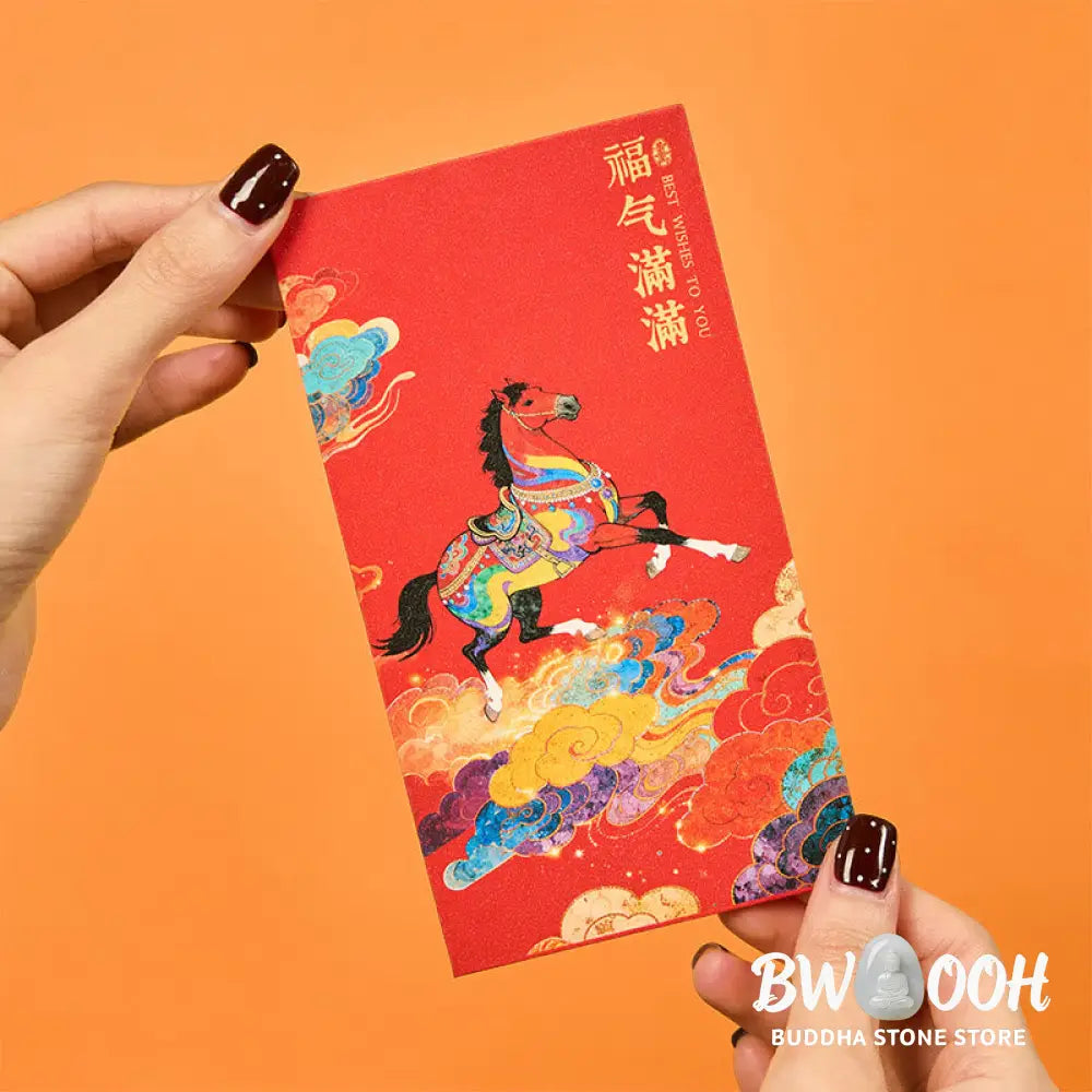 Buddha Stones Year Of The Horse 2026 New Year Blessings 6pcs Chinese Red Envelope - Red Envelope