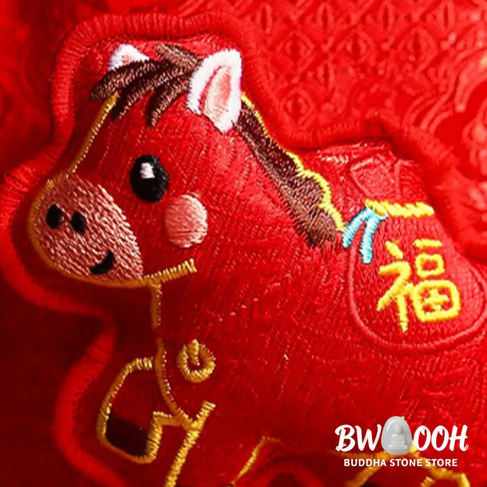 Buddha Stones Year Of The Horse 2026 New Year Fu Character Lucky Embroidery Chinese Red Envelope - Red Envelope