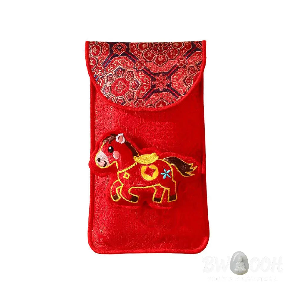 Buddha Stones Year Of The Horse 2026 New Year Fu Character Lucky Embroidery Chinese Red Envelope - Red Envelope