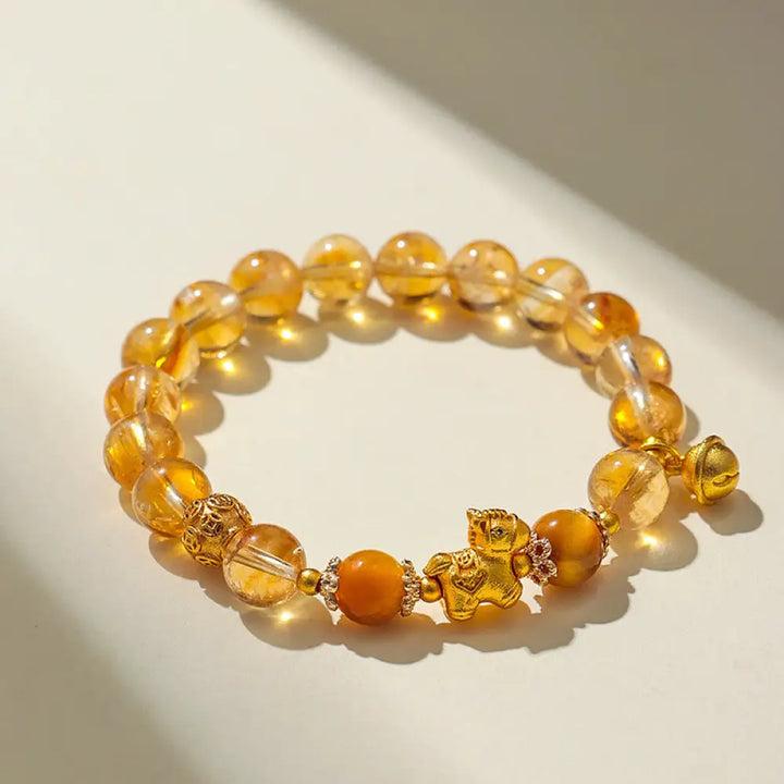 BWOOOH Year Of The Horse 8mm Citrine Pink Crystal Strawbe